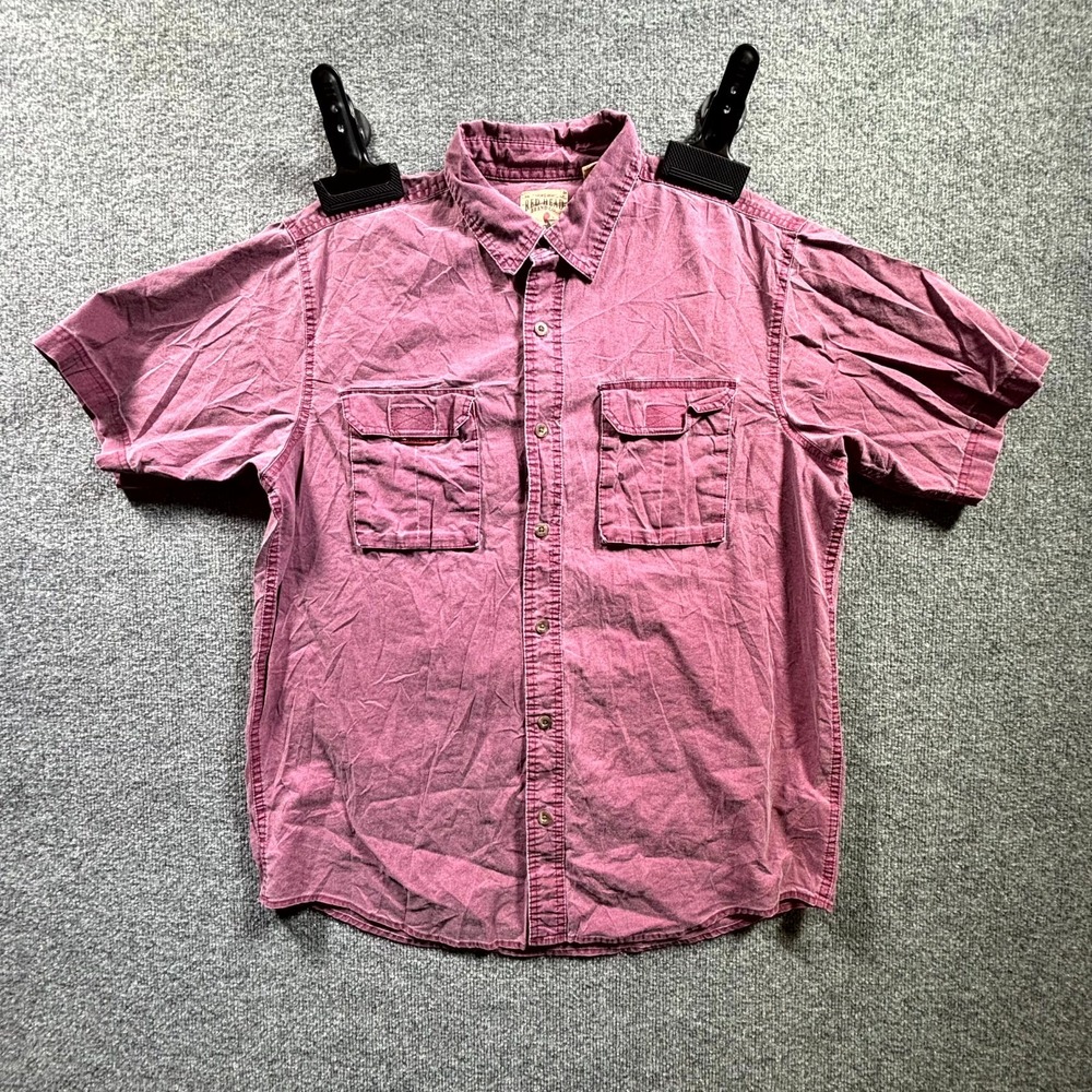 RedHead Work Shirt Men's Large Mauve 100% Cotton Short Sleeve Button-Up Outdoor
